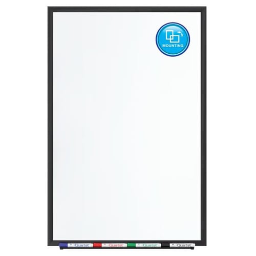 Quartet 4' x 3' Premium DuraMax Porcelain Magnetic Whiteboard with Black Aluminum Frame - 2544B