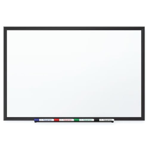 Quartet 4' x 3' Premium DuraMax Porcelain Magnetic Whiteboard with Black Aluminum Frame - 2544B