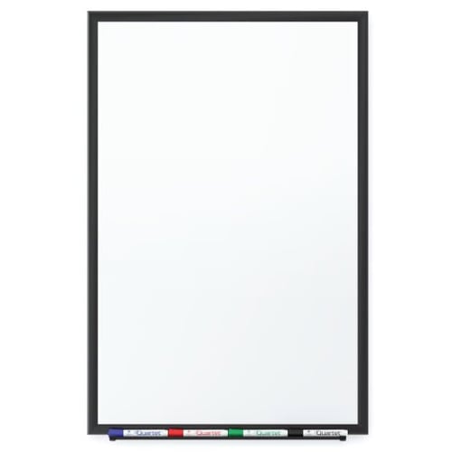 Quartet 4' x 3' Premium DuraMax Porcelain Magnetic Whiteboard with Black Aluminum Frame - 2544B