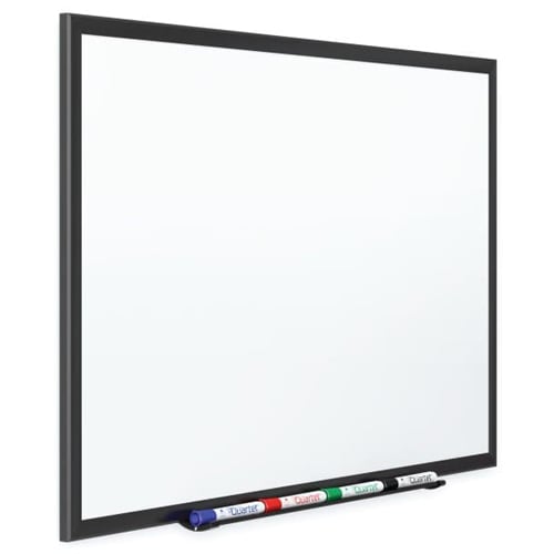 Quartet 4' x 3' Premium DuraMax Porcelain Magnetic Whiteboard with Black Aluminum Frame - 2544B