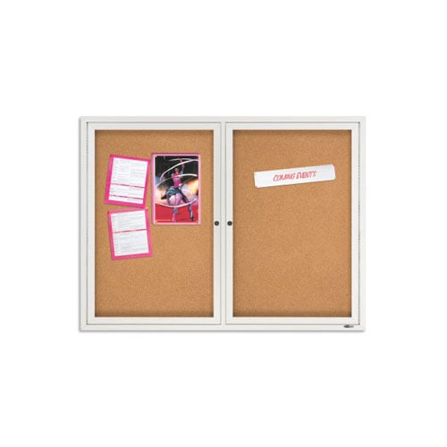 Quartet 4' x 3' Indoor Enclosed Cork Bulletin Board - 2364