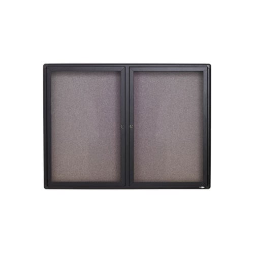 Quartet 4' x 3' Radius Fabric 2 Door Enclosed Bulletin Board - 2364L