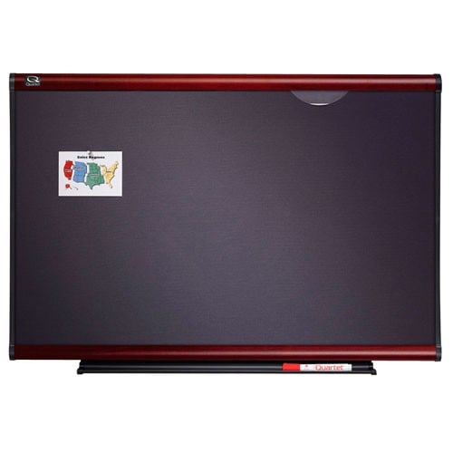 Quartet 4' x 4' Connectable Modular Grey Mesh Fabric Bulletin Board with Mahogany Frame - MB04D2