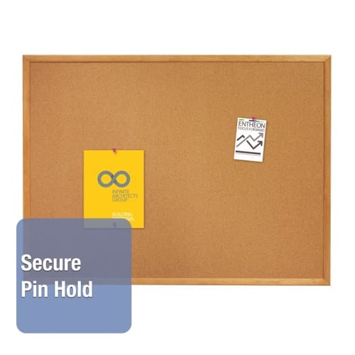 Quartet 48" x 36" Standard Cork Bulletin Board with Oak Frame - 304