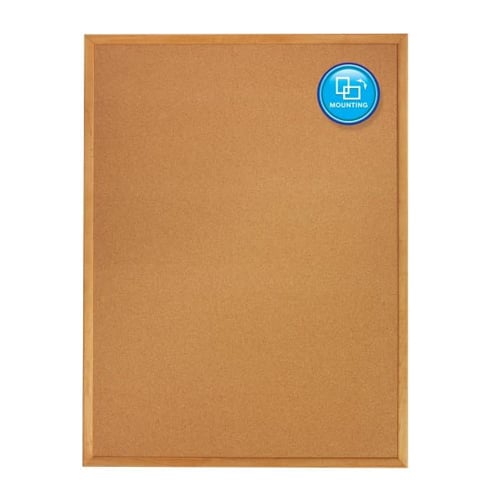 Quartet 48" x 36" Standard Cork Bulletin Board with Oak Frame - 304