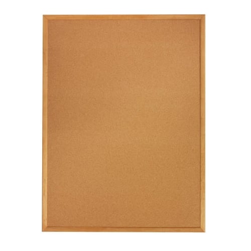 Quartet 48" x 36" Standard Cork Bulletin Board with Oak Frame - 304