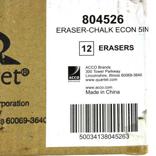 Quartet 5" x 2" x 1" BoardGear Felt Chalk Eraser - 804526 - Clearance Sale