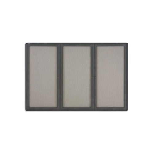 Quartet 6' x 4' Radius Fabric 3 Door Enclosed Bulletin Board - 2367L
