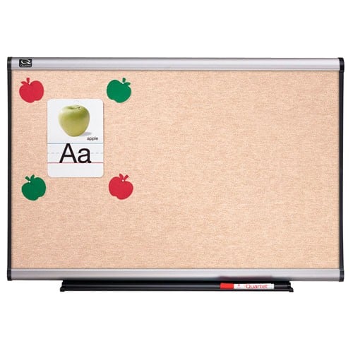 Quartet 6' x 4' Connectable Modular Sand Vinyl Tack Board with Aluminum Frame - MB06N6