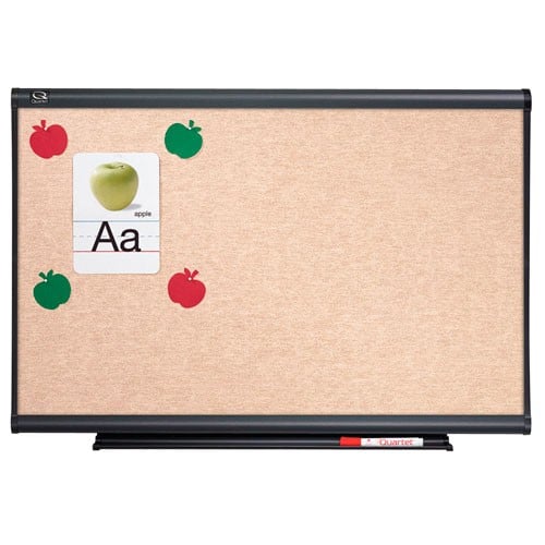 Quartet 6' x 4' Connectable Modular Sand Vinyl Tack Board with Graphite Frame - MB06N5
