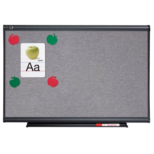 Quartet 6' x 4' Connectable Modular Sand Vinyl Tack Board with Graphite Frame - MB06T5