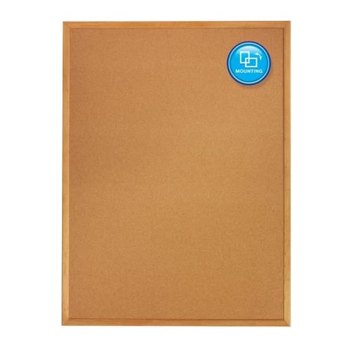 Quartet 60" x 36" Standard Cork Bulletin Board with Oak Frame - 305