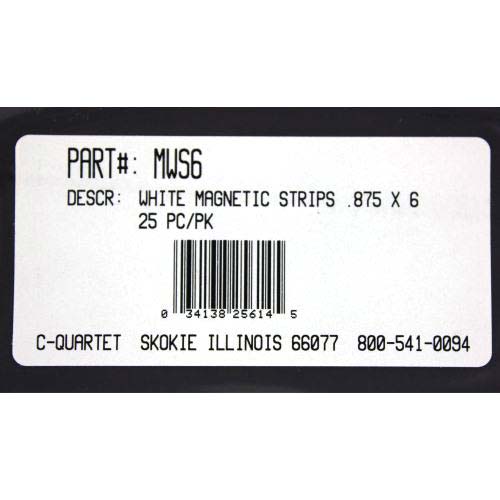 Quartet 7/8" x 6" White Magnetic Strips 25pk - MWS6