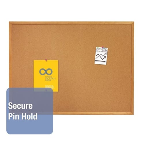 Quartet 72" x 48" Standard Cork Bulletin Board with Oak Frame - 307