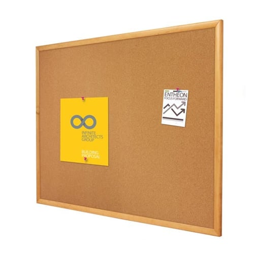 Quartet 72" x 48" Standard Cork Bulletin Board with Oak Frame - 307