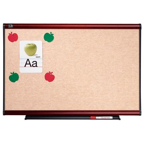 Quartet 8' x 4' Connectable Modular Sand Vinyl Tack Board with Mahogany Frame - MB08N2