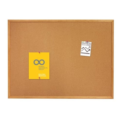 Quartet 96" x 48" Standard Cork Bulletin Board with Oak Frame - 308