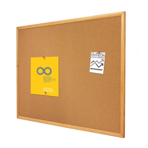 Quartet 96" x 48" Standard Cork Bulletin Board with Oak Frame - 308