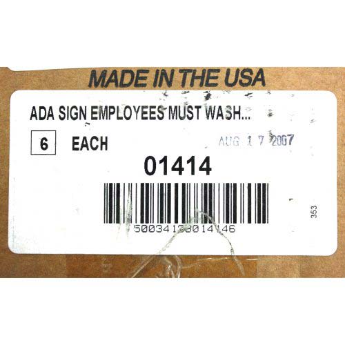 Quartet ADA Compliant Employees Must Wash Hands Sign - 01414
