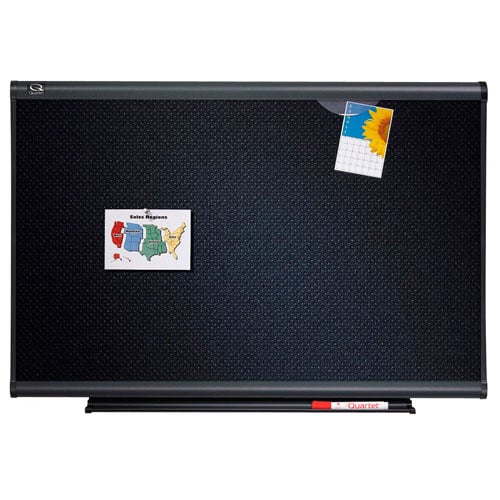 Quartet Connectable Modular Black Foam Bulletin Board with Graphite Frame
