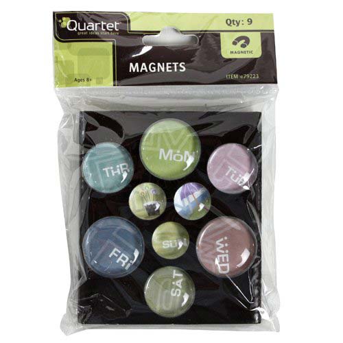 Quartet Bubble Magnets with Printed Days Of The Week Text 9pk - 79223