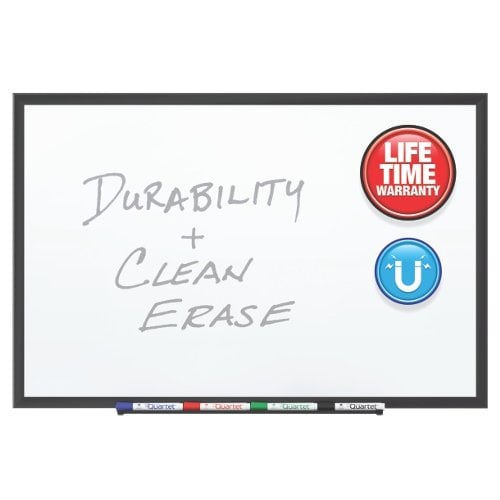 Quartet 5' x 3' Premium DuraMax Porcelain Magnetic Whiteboard with Black Aluminum Frame - 2545B