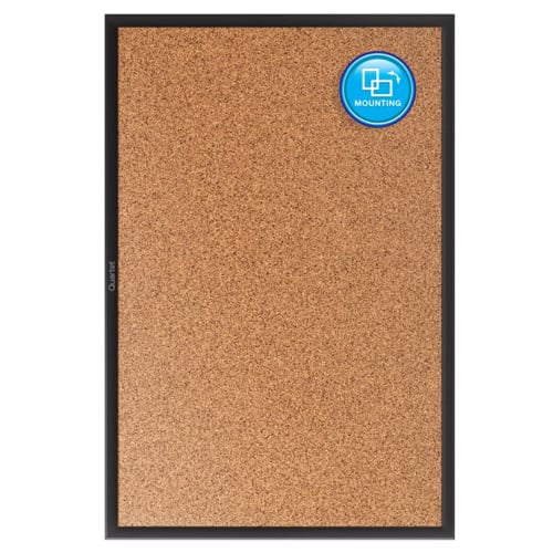 Quartet 6' x 4' Standard Natural Cork Bulletin Board with Black Frame - 2307B