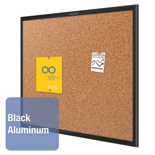 Quartet 3' x 2' Standard Natural Cork Bulletin Board with Black Frame - 2303B
