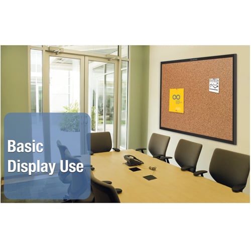 Quartet 6' x 4' Standard Natural Cork Bulletin Board with Black Frame - 2307B