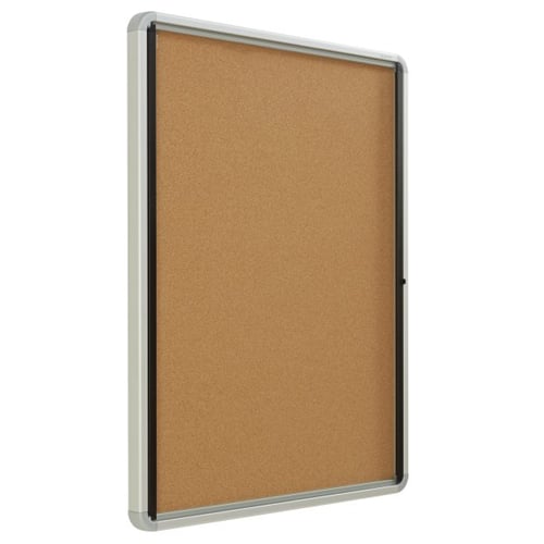 Quartet Contemporary 21" x 27" Indoor Enclosed Cork Bulletin Board with Swing Door - QRT-EIHC2721