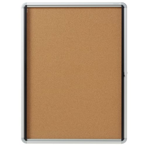 Quartet Contemporary 21" x 27" Indoor Enclosed Cork Bulletin Board with Swing Door - QRT-EIHC2721