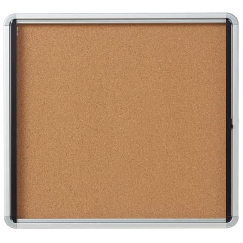 Quartet Contemporary 30" x 27" Indoor Enclosed Cork Bulletin Board with Swing Door - QRT-EIHC2730