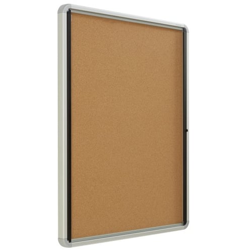 Quartet Contemporary 30" x 39" Indoor Enclosed Cork Bulletin Board with Swing Door - QRT-EIHC3930