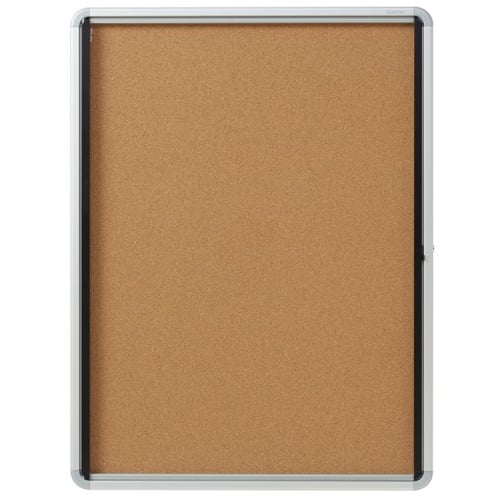 Quartet Contemporary 30" x 39" Indoor Enclosed Cork Bulletin Board with Swing Door - QRT-EIHC3930