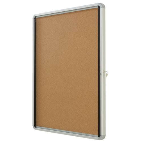 Quartet Contemporary 30" x 39" Indoor Enclosed Cork Bulletin Board with Swing Door - QRT-EIHC3930