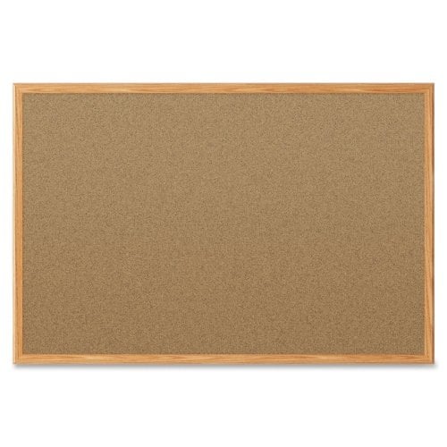 Quartet Economy 2' x 1.5' Cork Bulletin Board with Oak Finish Frame - 85365