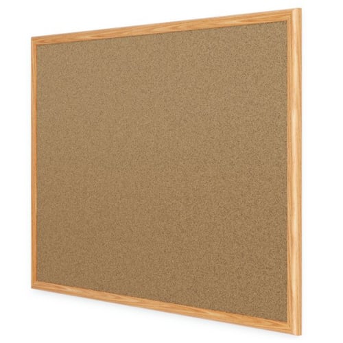 Quartet Economy 4' x 3' Cork Bulletin Board with Oak Finish Frame - 85367