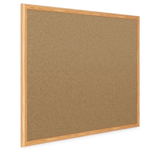 Quartet Economy Cork Bulletin Board with Oak Finish Frame