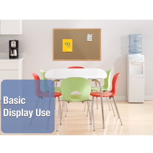 Quartet Economy Cork Bulletin Board with Oak Finish Frame