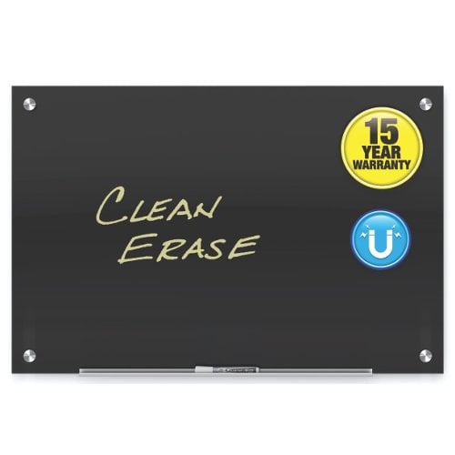 Quartet Infinity Glass 24" x 18" Black Magnetic Frameless Dry-Erase Board - G2418B