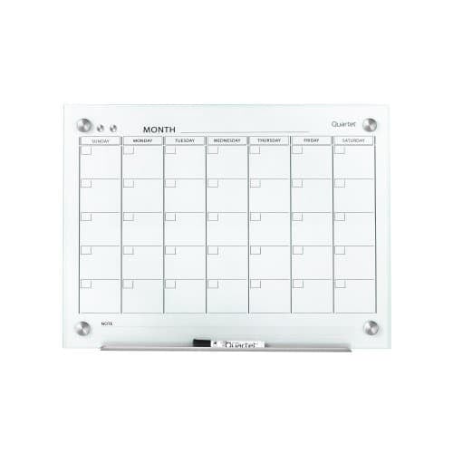 Quartet Infinity Glass 2' x 1.5' White Magnetic Calendar White Board - GC2418F