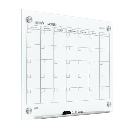 Quartet Infinity Glass 2' x 1.5' White Magnetic Calendar White Board - GC2418F