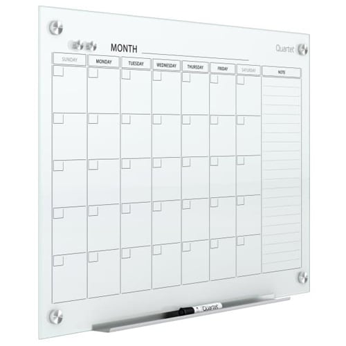 Quartet Infinity Glass 4' x 3' White Magnetic Calendar White Board - GC4836F