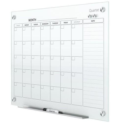 Quartet Infinity Glass 4' x 3' White Magnetic Calendar White Board - GC4836F