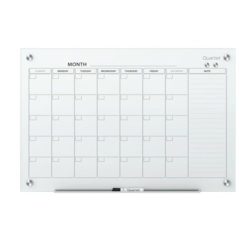 Quartet Infinity Glass White Magnetic Calendar White Board