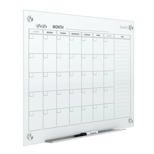 Quartet Infinity Glass White Magnetic Calendar White Board
