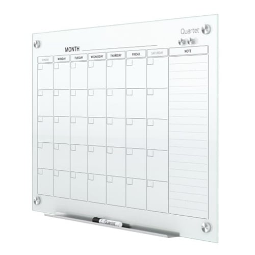 Quartet Infinity Glass White Magnetic Calendar White Board