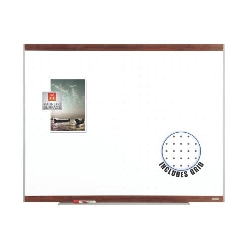 Quartet Platinum 3 x 2 Total Erase Mahogany Frame Magnetic Whiteboard