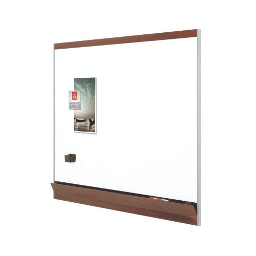 Quartet Platinum Plus 4 x 3 Mahogany Finish Frame Porcelain Whiteboard