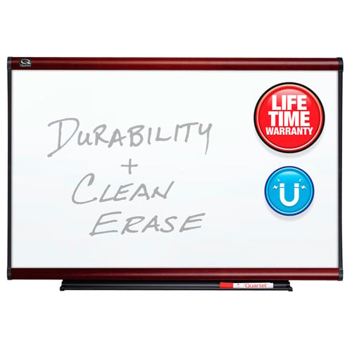 Quartet Connectable Modular Porcelain Whiteboard with Mahogany Frame